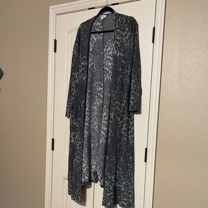 LuLaRoe Charcoal Leopard Print Cardigan